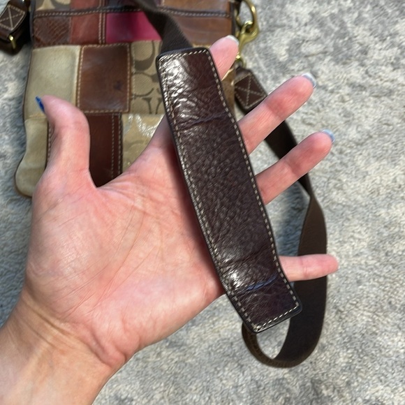 Coach Patchwork Swingpack Flat Crossbody Bag Suede Leather Signature F10439 - Picture 5 of 15